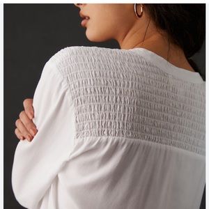 Anthropologie Smocked button down blouse